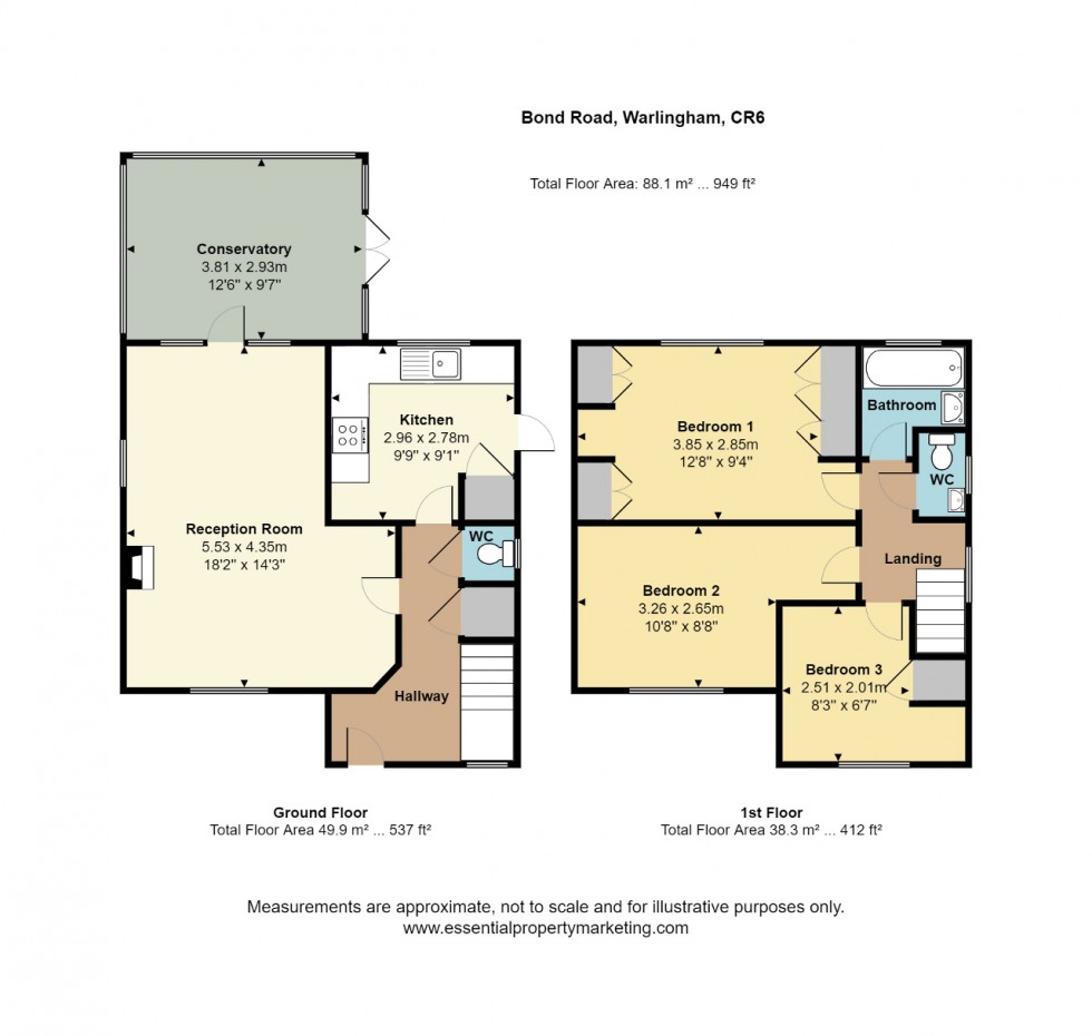 Floorplan for Bond Road, Warlingham