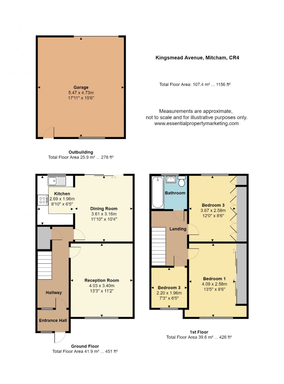 Floorplan for Kingsmead Avenue, Mitcham