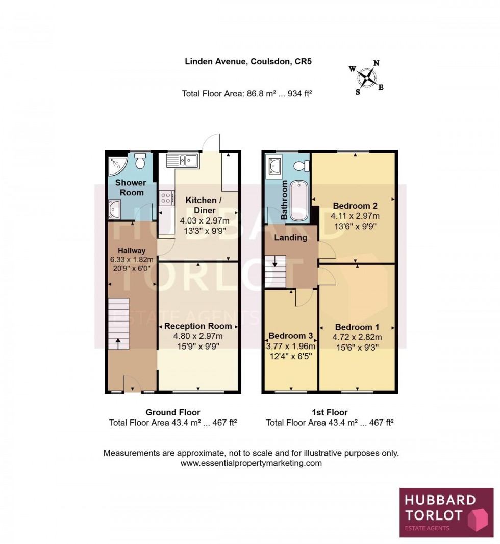 Floorplan for Linden Avenue, Coulsdon