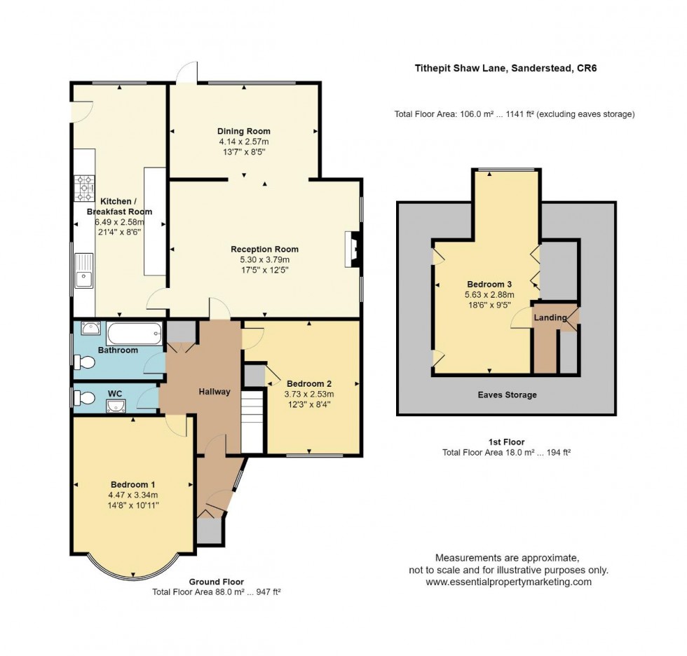 Floorplan for Tithepit Shaw Lane, Warlingham